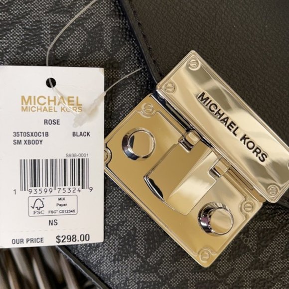 Michael Kors Rose Small Crossbody Black - Picture 8 of 14